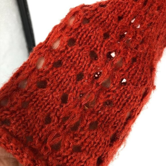 Free  People Rust Orange Embroidered Longsleeve Scoop neck Knit top size XS - Picture 11 of 16